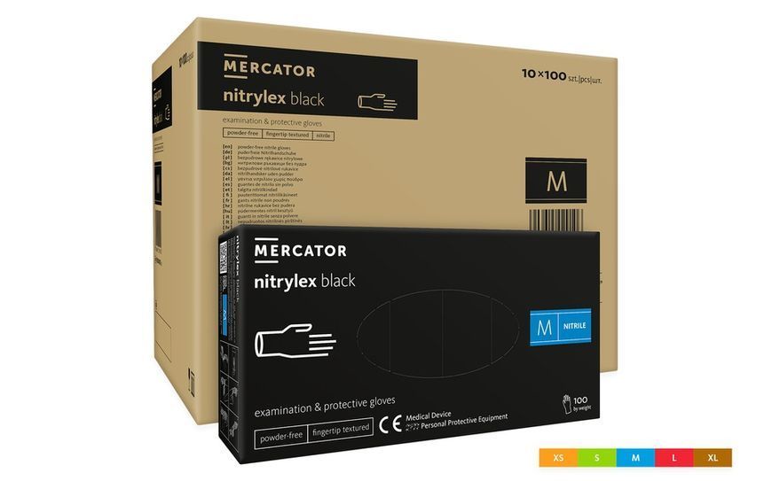 Nitrylex Black (Нітрілекс Блек) нітрилові чорні рукавички M RD30104003 фото