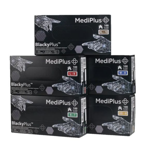 Рукавички чорні нітрилові MediPlus BlackyPlus XS 100 шт NBXS фото