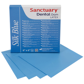 Хустки кофердаму Dental Dam Silk Blue латексний БЛАКИТНИЙ ШОВК аромат м'яти 36шт неопудрений THIN SV-7 фото